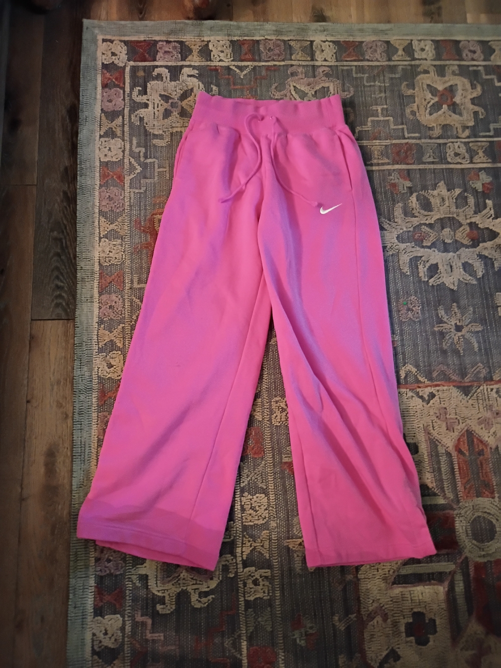 Nike Girls Bright Pink Drawstring Sweatpants with Swoosh Size Small
